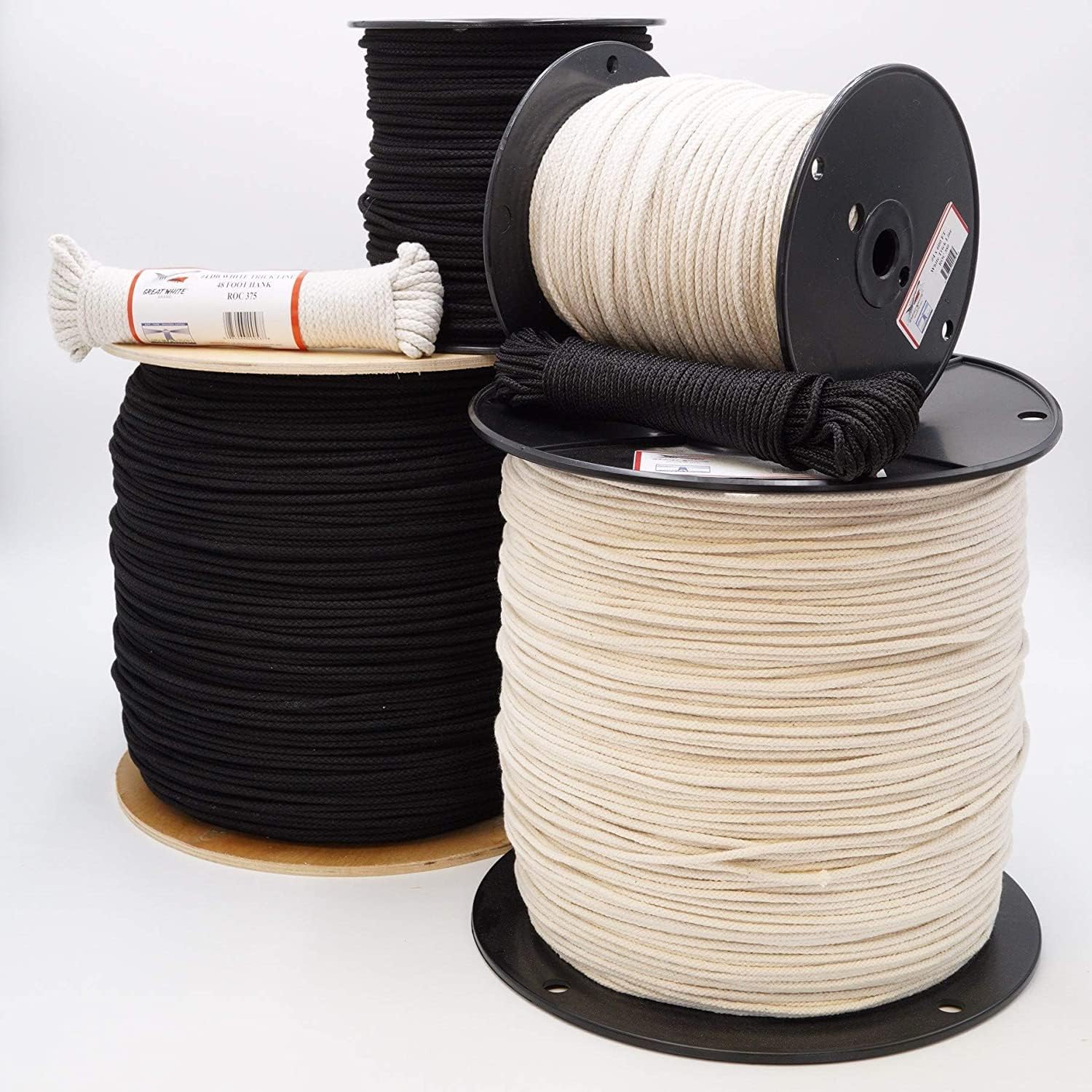White Unglazed Trickline 600 ft. x 1/8” Natural Cotton Cover w/Polyester Core for Strength, Theatrical Cable & Wire Tie Stage HVY Duty Rigging Multipurpose Utility #4, Great White Brand Made in USA