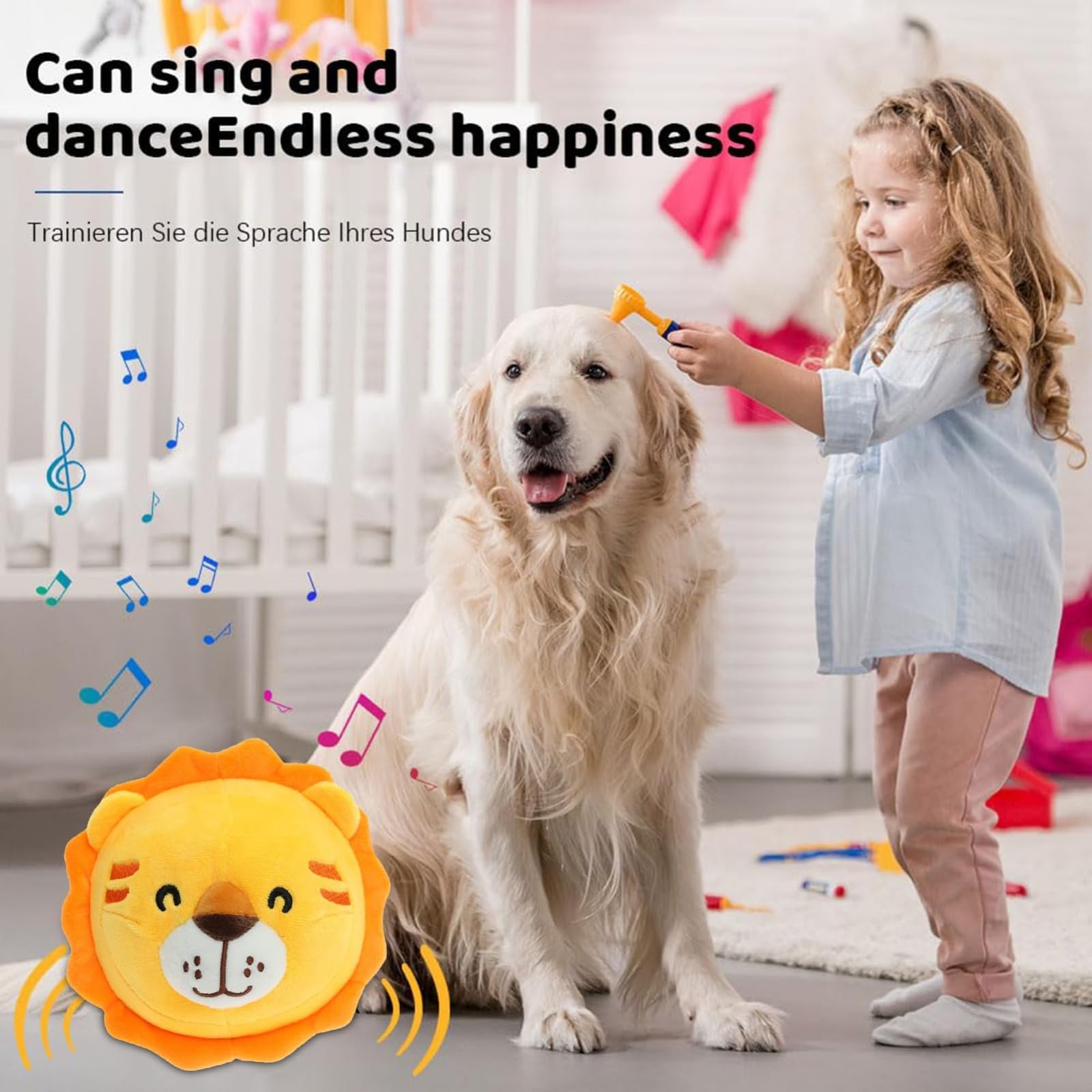 Actief bewegend huisdier pluche speelgoed, interactief hondenspeelgoed, wasbaar cartoon pluche geluid elektronisch praten bewegende hond bal speelgoed, stuiteren verveling speelgoed voor katten en