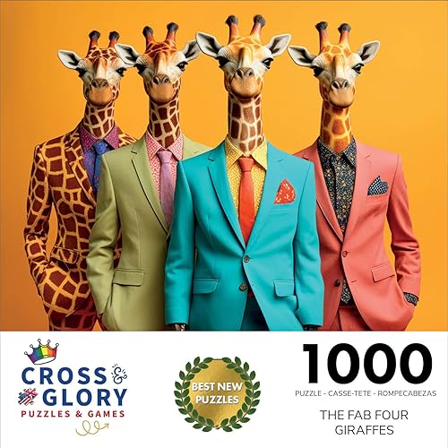 Miniatura 2 de Cross & Glory - The Fab Four Giraffes - Rompecabezas de 1000 piezas para adultos  Rompecabezas de ilustraciones únicas  Diversión  Desafiante