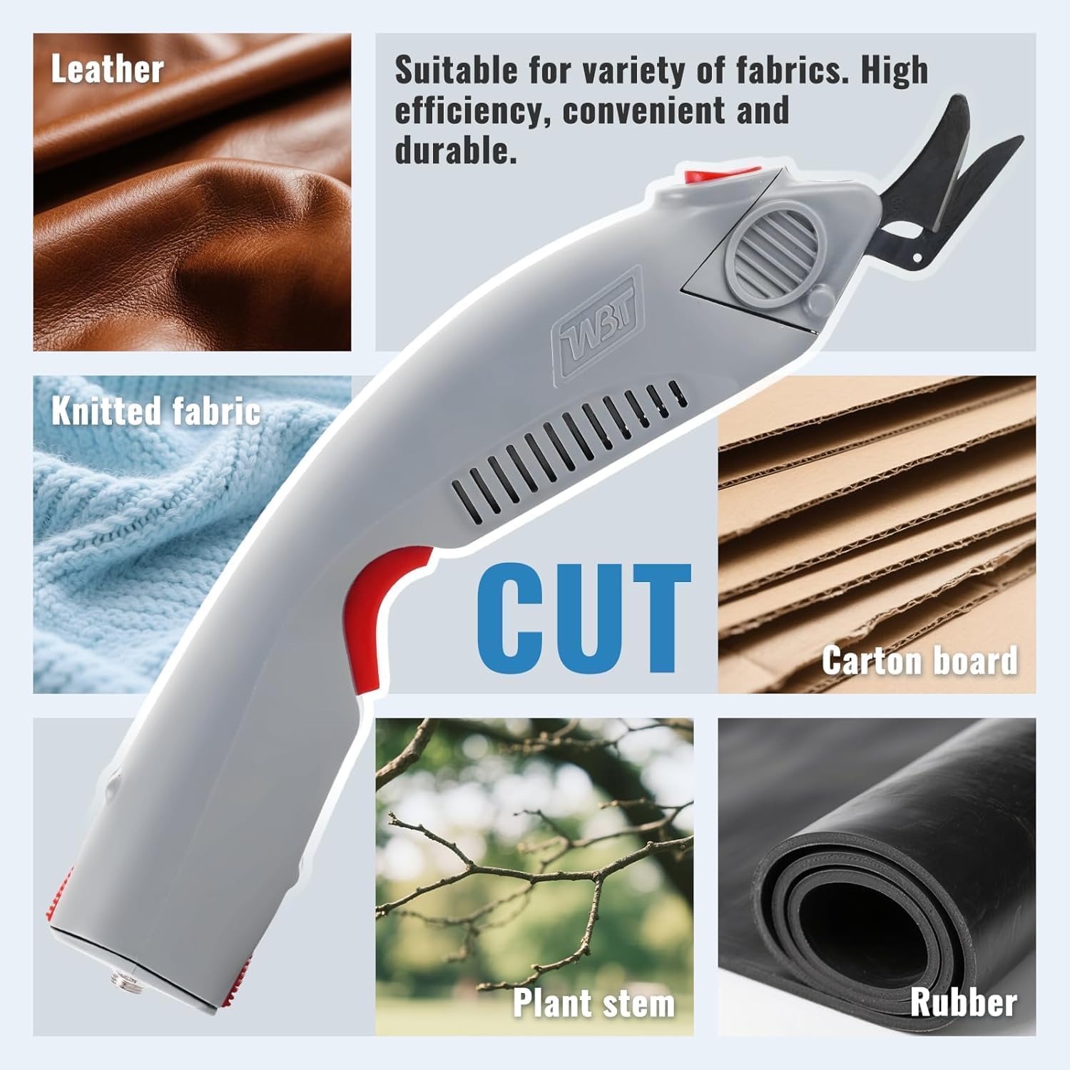 MXBAOHENG Wbt-1 Portable Electric Scissors Rechargeable & Pluggable Cordless Power Scissor w/ 2 Batteries and Blades for Cardboard/Carpet/Paperboard/Leather