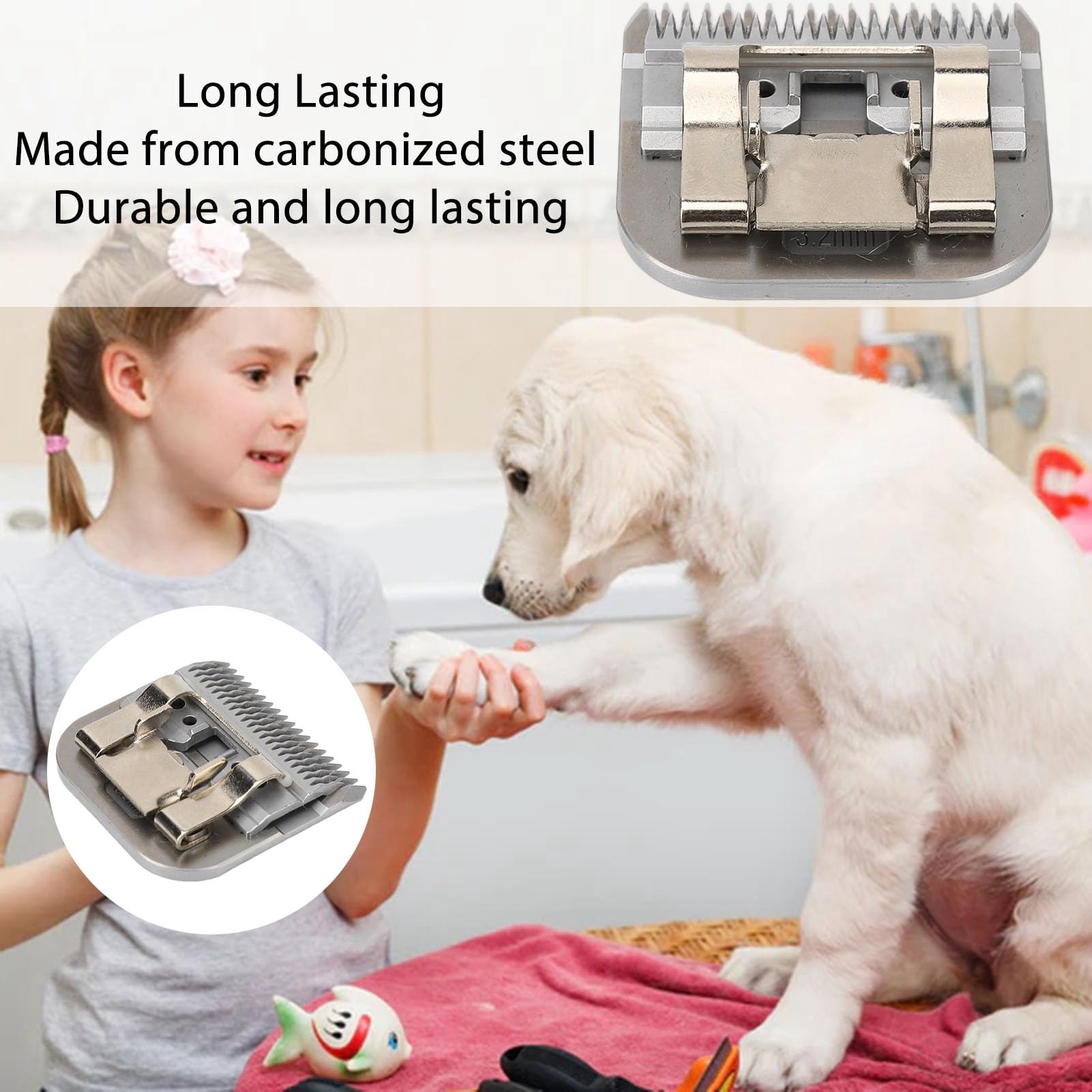 Cuchillas para Cortar Perros Cortantes, Talla 7f 3.2 Mm, Acero Carbonizado Desmontaje de Dientes Profundos para Mascotas Cuchillas de Aseo, para Preparación para Perros