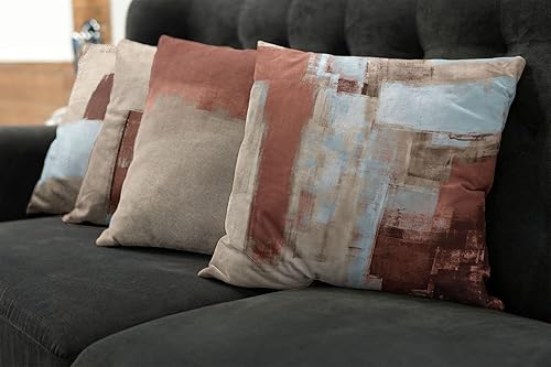 Miniatura 8 de Ambesonne Grunge - Juego de 4 fundas de cojín de estilo abstracto y moderno, adornos geométricos, cuadrados geométricos, acento moderno impresión