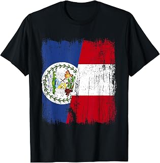Belize Peru Half Flag Belizean Peruvian Heritage Jersey T-Shirt