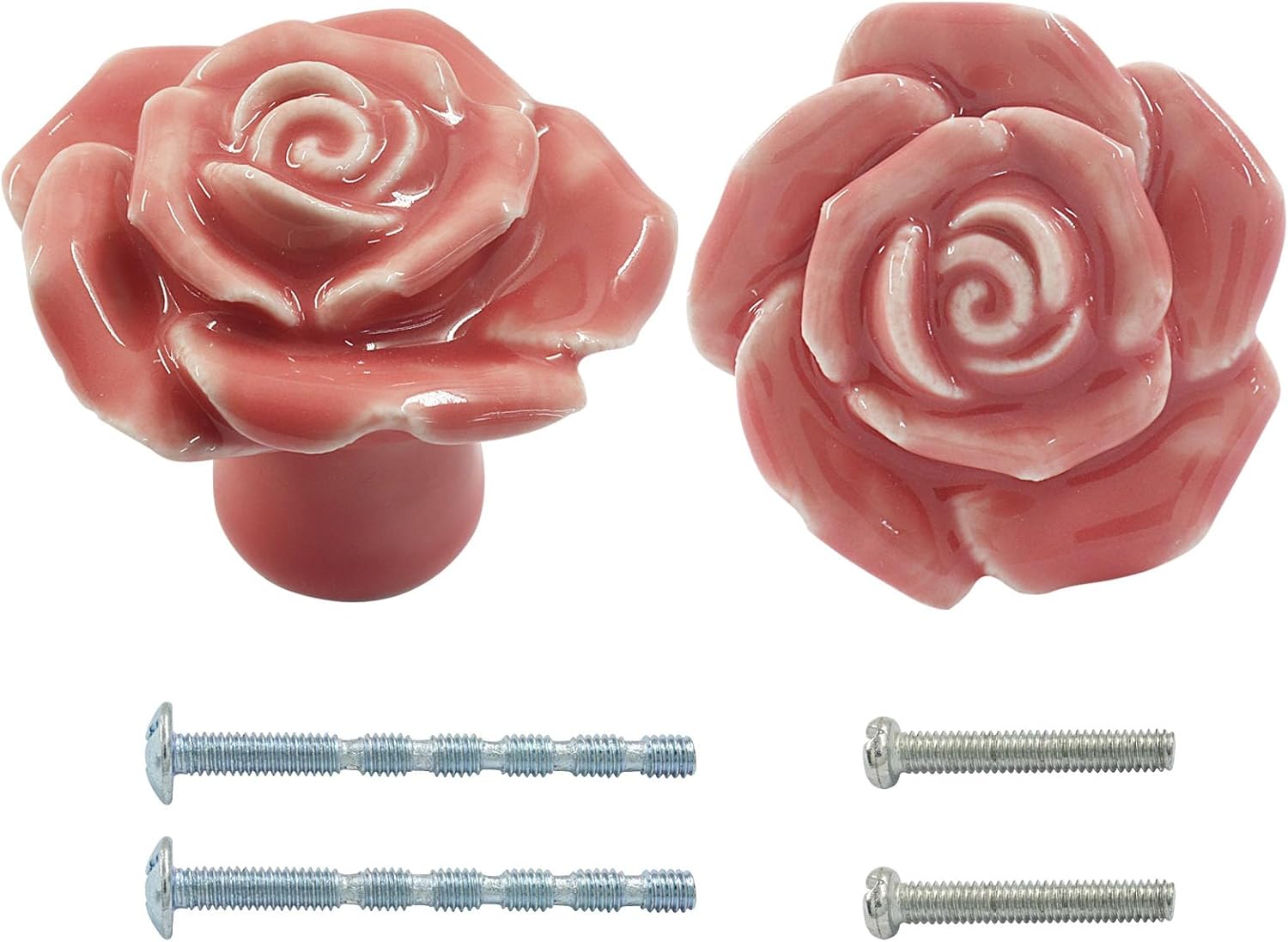 BokWin 2-Pack Ceramic Black Rose Floral Drawer Pulls, Vintage Style Flower Knobs and Cabinet Handles for Dresser, Cupboard, Door Home Decor