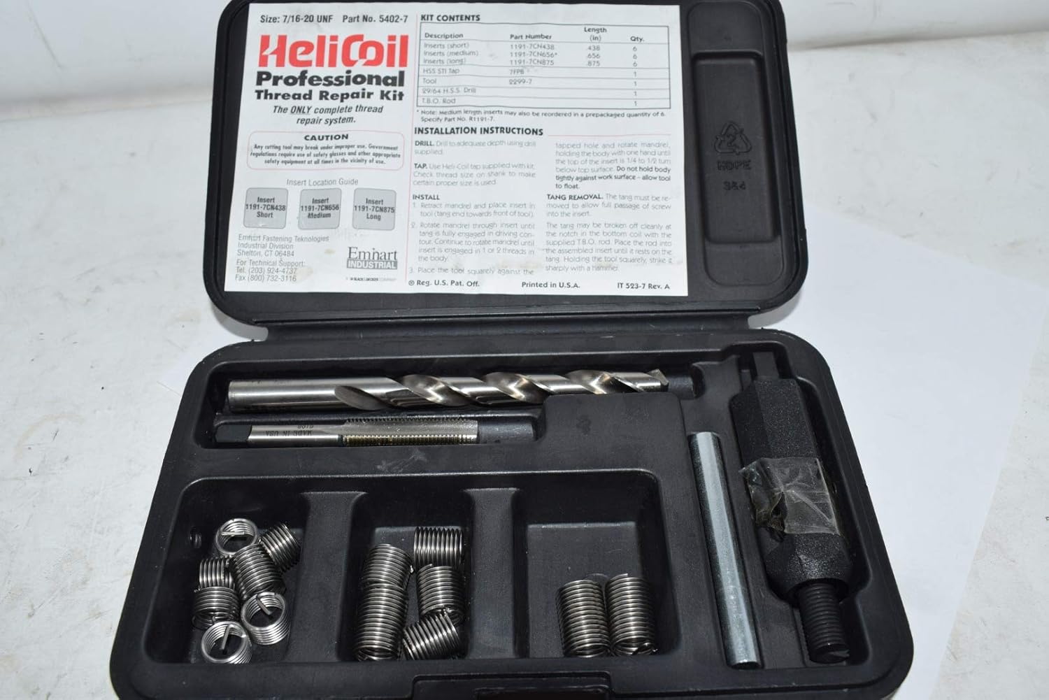 Thread Repair Kit,304 SS,7/16-20,18 Pcs