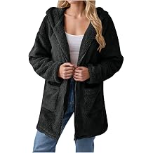 NSICBMNO Fleece Hoodie Women Zip Up Hoodie Oversized Cardigan Teddy Fleece Jacket Long Coat Ladies Winter Jackets Fluffy Cardigan Hooded Coatigan Baggy Sweatshirts Fluffy Tops With Pockets
