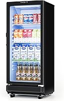 ICEVIVAL 6 Cu Ft Commercial Beverage Refrigerator: Double Tempered Glass Door, Lockable Display Cooler for Bar, Office, Restaurant, Holds 240 Cans