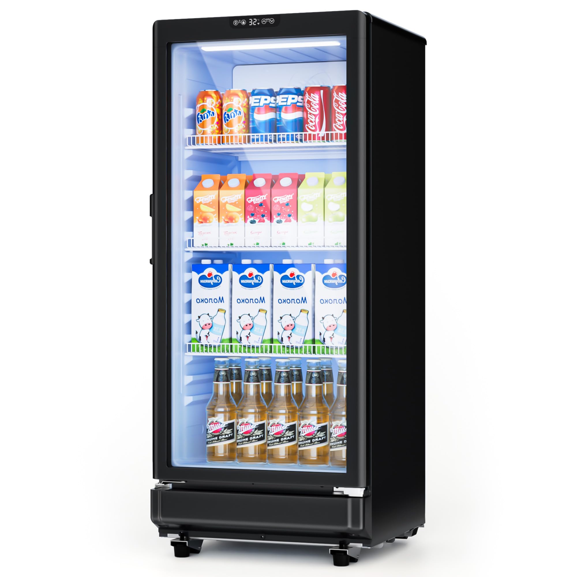 Commercial Refrigerators, Display Fridge with Double-Tempered Glass  Door, Beverage Cooler for Bar, Office, Restaurant, Outdoor Beverage - Main Image