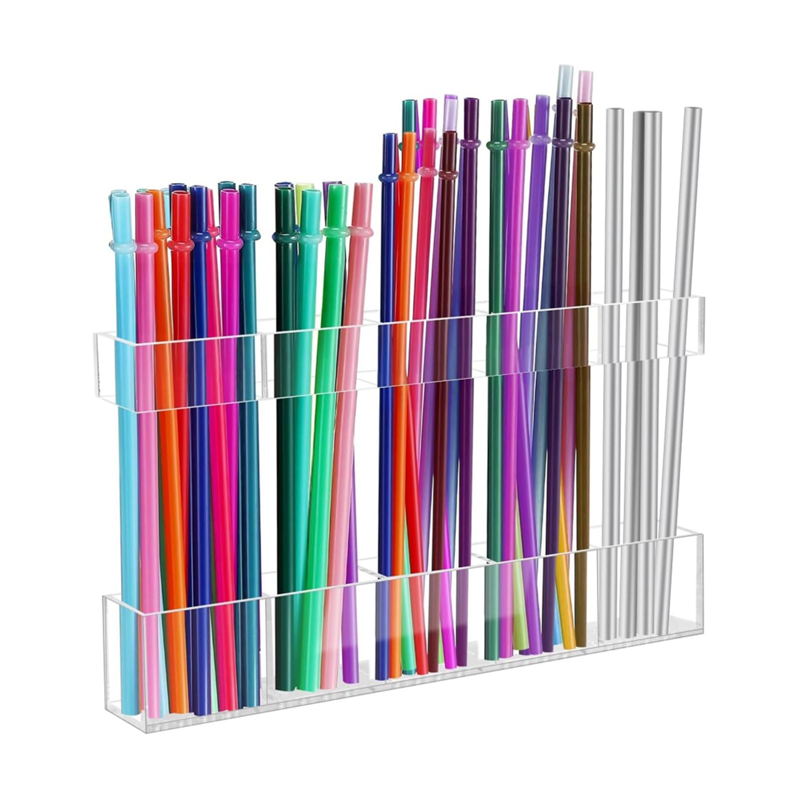 Msioytog Efficient Clear Acrylic Straw Organizers with Strong Adhesive Tape for Kitchen Cabinet Door Countertop Storage Sturdy Acrylic Straw Stand