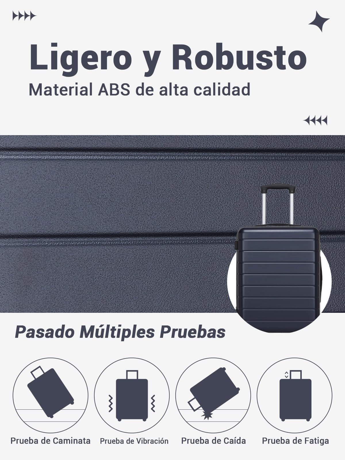 Maletas de Viaje Grandes 23 Kilos 76cm, Maleta Grande Rígida de ABS Ligera con 4 Ruedas Silenciosas de TPE y Cerradura de Combinación, Maletas de Viaje para Gran Capacidad (Azul Marino)