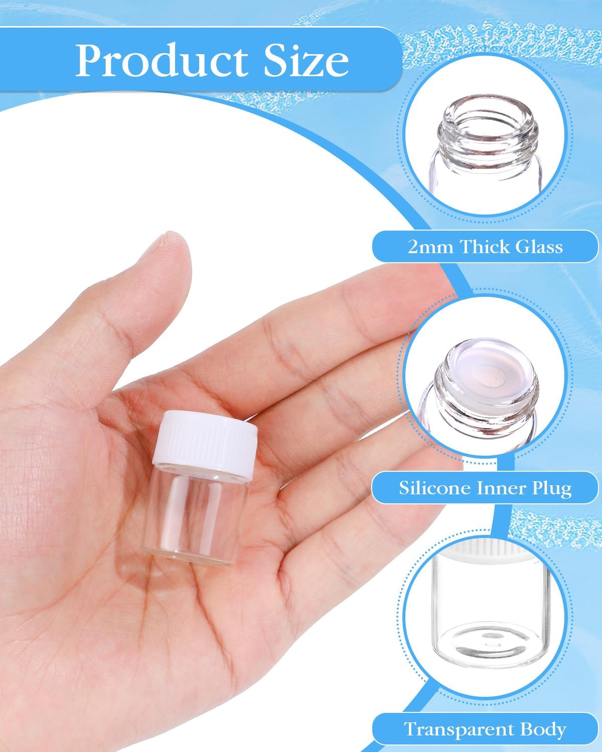 EORTA 30Pcs 5ml Glass Vials with Screw Caps & Plastic Stoppers, 0.17oz Leak-Proof Clear Small Sample Bottles for Essential Oil, Liquid, DIY Art Craft Storage, Lab Use((0.86x1.29 Inch)