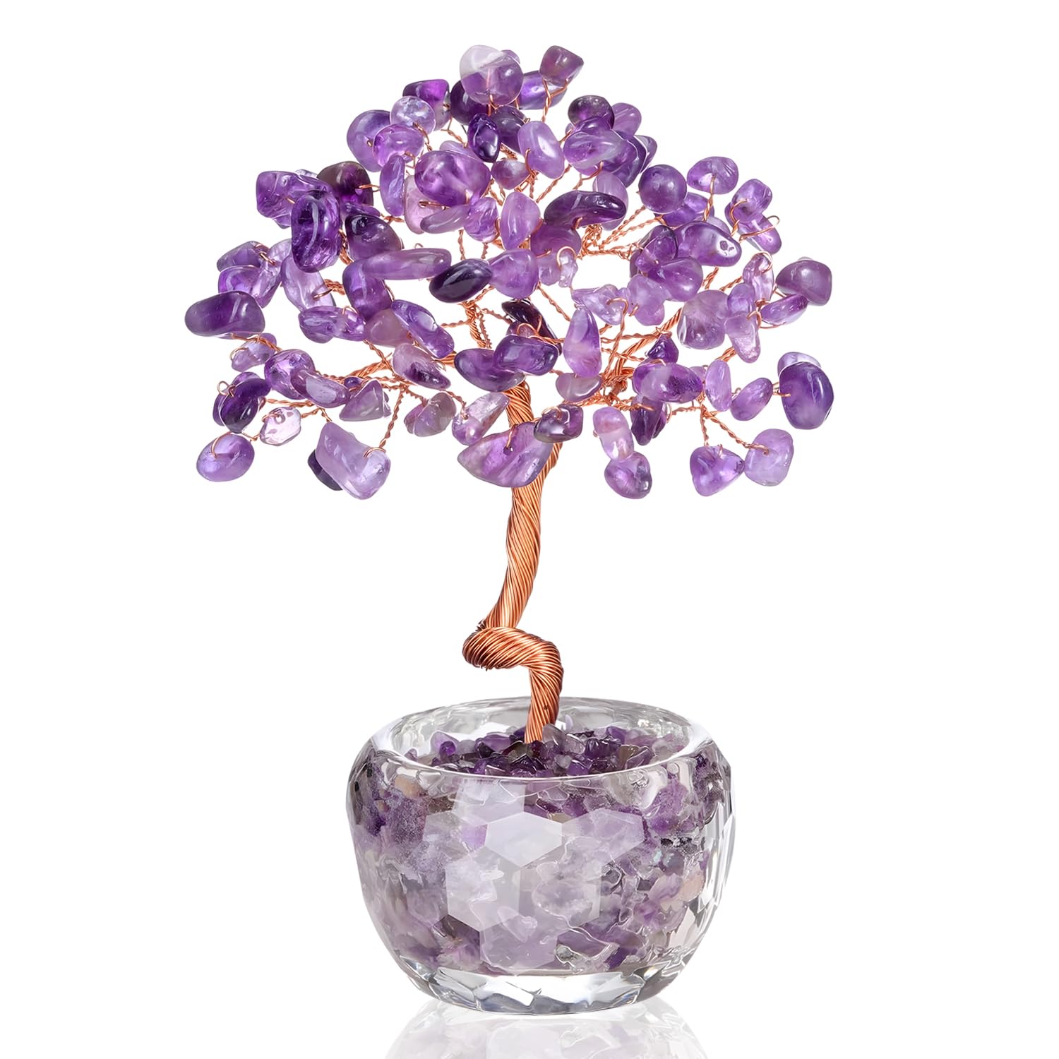 Arbre en cristal de quartz rose fait main pierre précieuse guérison décoration maison bureau chakra cadeau porte-bonheur anniversaire violet