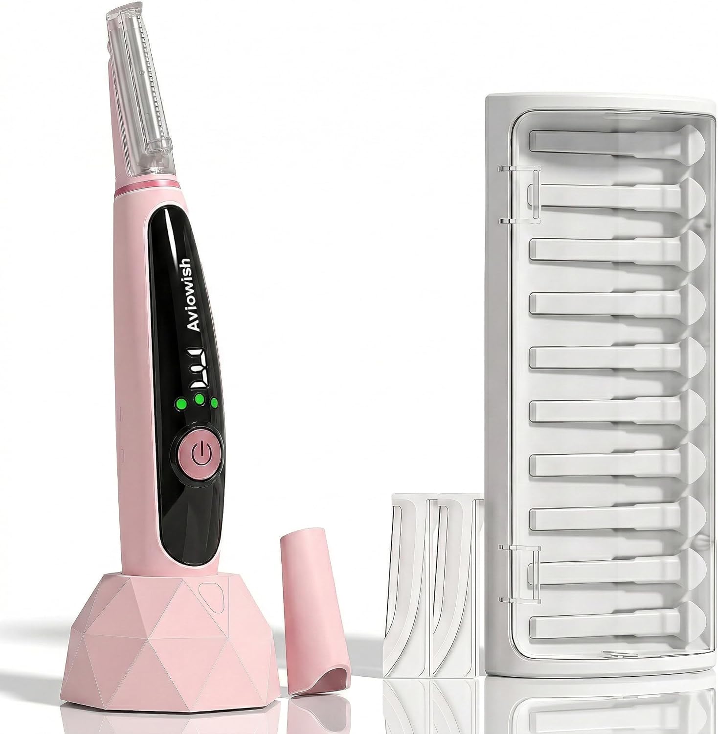 Sonic Dermaplaning Razor for Women face – Beginner-Safe & Sensitive Skin Friendly, Controlled Exfoliation to Remove Peach Fuzz & Dull Skin – 3 Precision Speeds – 12 Blades&LED Light