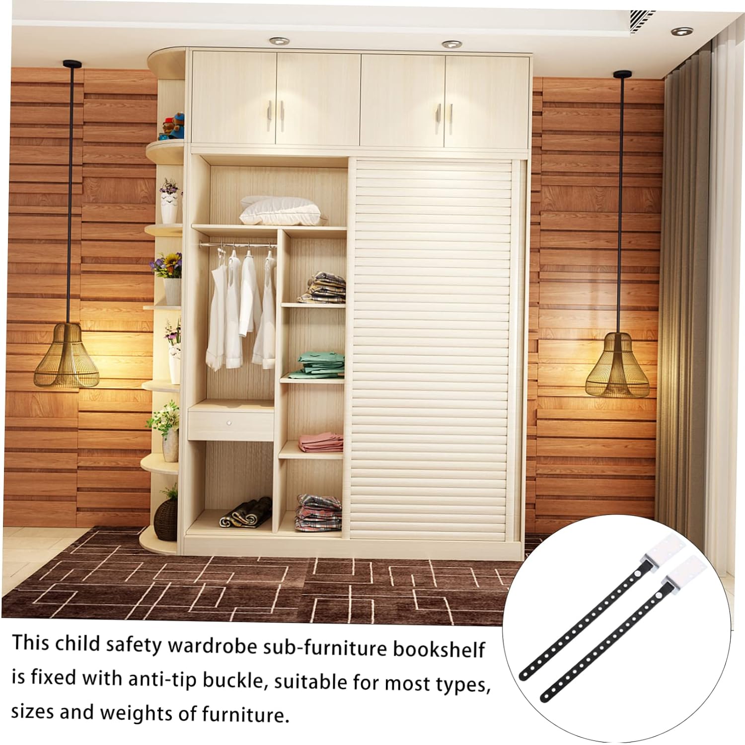 ORFOFE 2Pcs Furniture Safety Straps Pet Proofing Tip Furniture Anchors for Bookshelves Dressers Cabinets Durable Stability for Home Safety