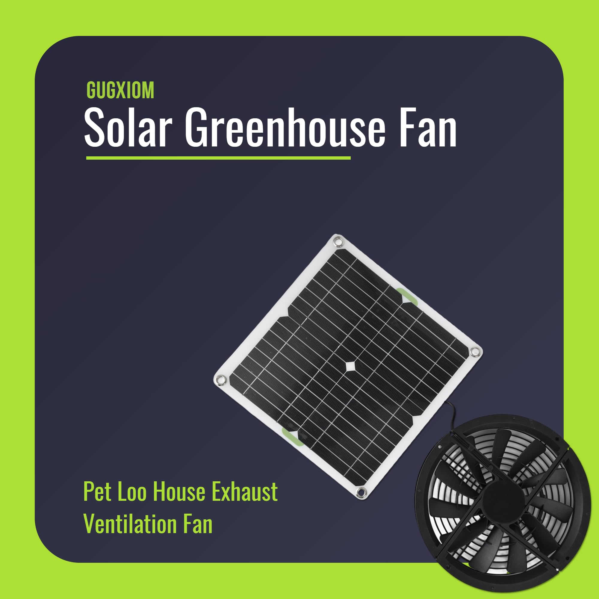 Kit de panneau solaire de 25,4 cm 100 W - Étanche - Panneau solaire rond - Ventilateur d'échappement pour poulailler, serre et abri de jardin