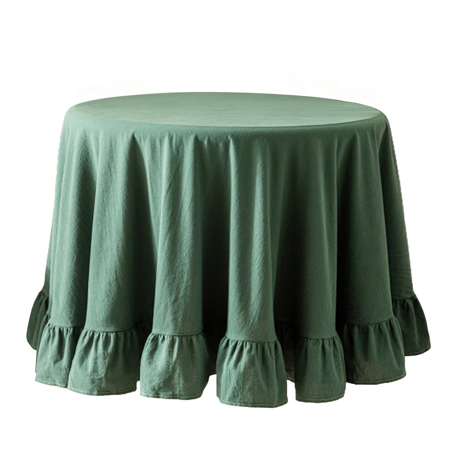 rismart Ruffle Square Linen Table Cloth Cover Tablecloth for Tabletop Desk Adornment Jade Green 140 x 180 cm