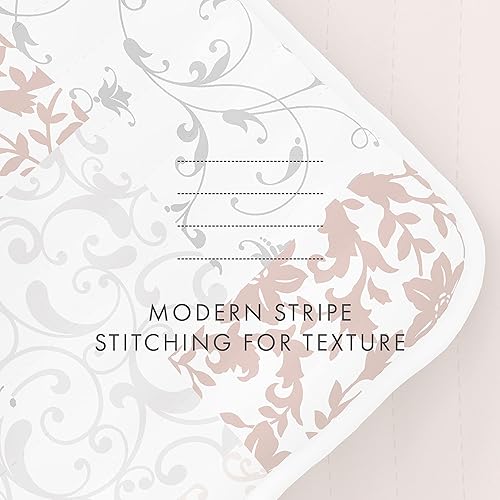 Miniatura 4 de Merit Linens Edredón de 3 piezas de color rosa rubor con 2 fundas de almohada, ligero, para todas las estaciones, con costuras de cachemira, juegos