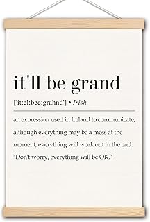 pouep It'll Be Grand Definition Inspirational Irish Wall Art Poster, Irish Decorations for Home, Celtic Decor, Funny Irish Sayings Wall Art for for Home Office Decor, 12x16 Inch