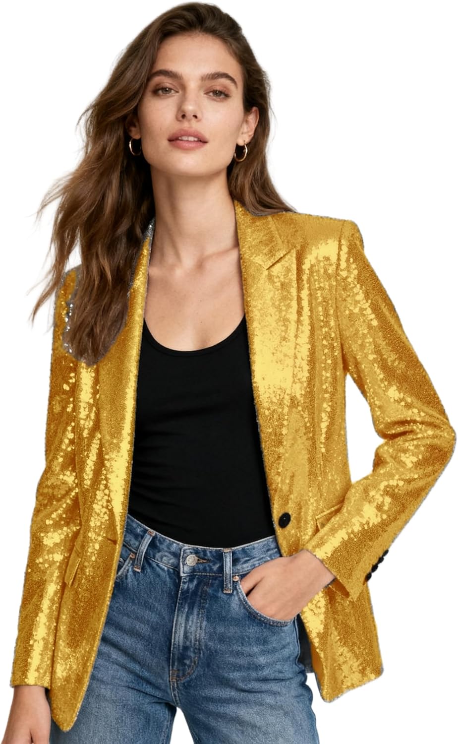 Womens Jacket Sequins Suits Blazer Party Open Front Sparkly Cardigan Coat Christmas