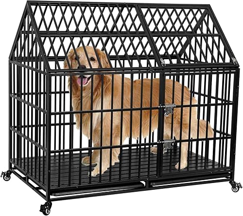 Jaula para perros indestructibles de alta resistencia de 50 pulgadas, a prueba de escapes, jaula para mascotas de alta ansiedad para perros gigantes