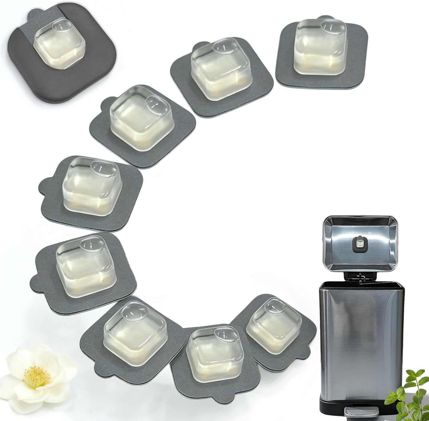 NewKe 8 Pack Trash Can Deodorizer Pod Refills for Simplehuman Odorsorb Pod Holder, Odor Eliminator Compatible with EKO Refresh Deodorizer Pod Holder, Plant-Based Fragrance Odor Control