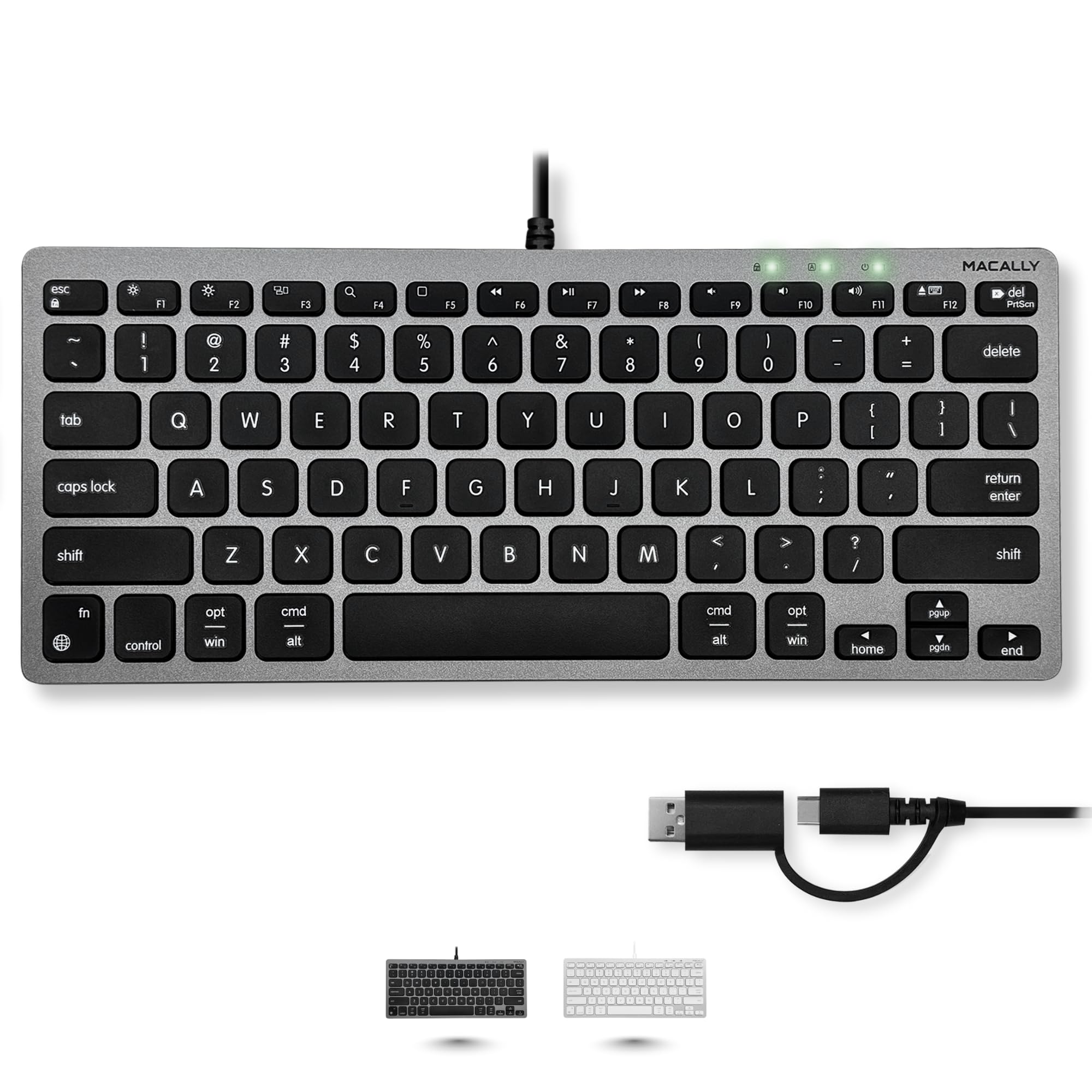 Amazon | Macally 小型有線キーボード MacおよびPC用 (デュアルUSB C +
