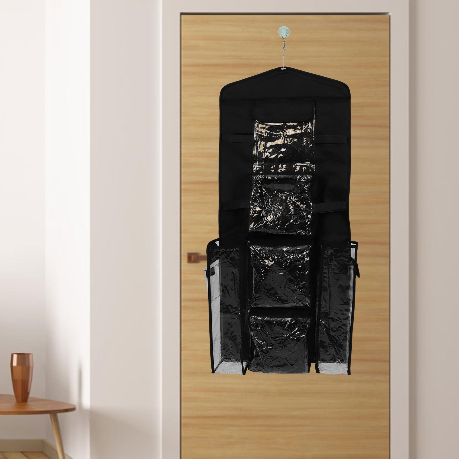 Geschenkpapier Organizer zum Aufhängen mit Mehreren Fächern aus Polyester und Kunststoff Einfache Reinigung Inklusive Haken für Schlafzimmer oder Tür