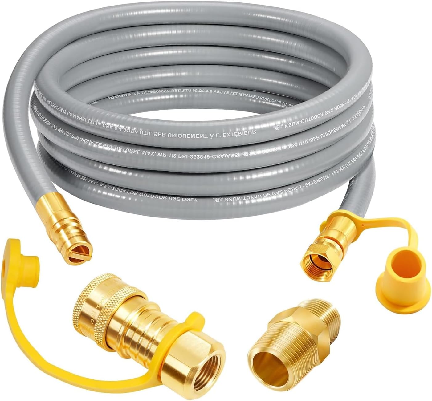 11ft 3/8inch Natural Grill Hose Pipe With Quick Connecting Fitting Conversion Kits Enduring Grill Hose With Quick Connect Fitting