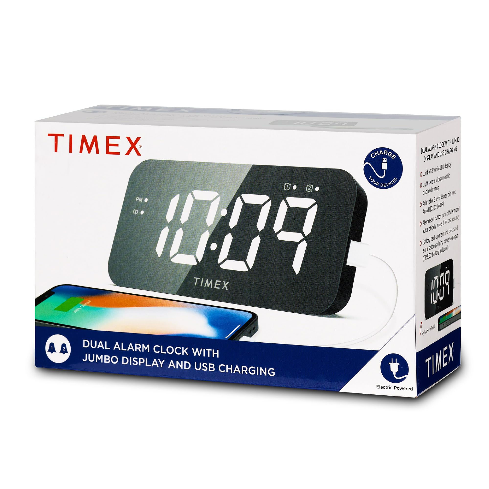 Amazon.co.jp: Timex (タイメックス) 目覚まし時計 USB充電器 (5W 