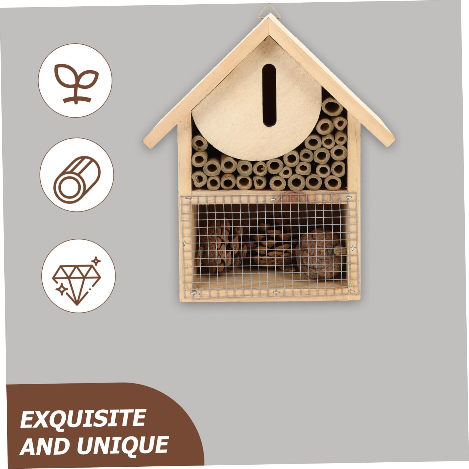 PRETYZOOM Casa per Api Sospesa Nido per Insetti da Giardino Design Decorativo per Api e Accogliente per Habitat All Aperto