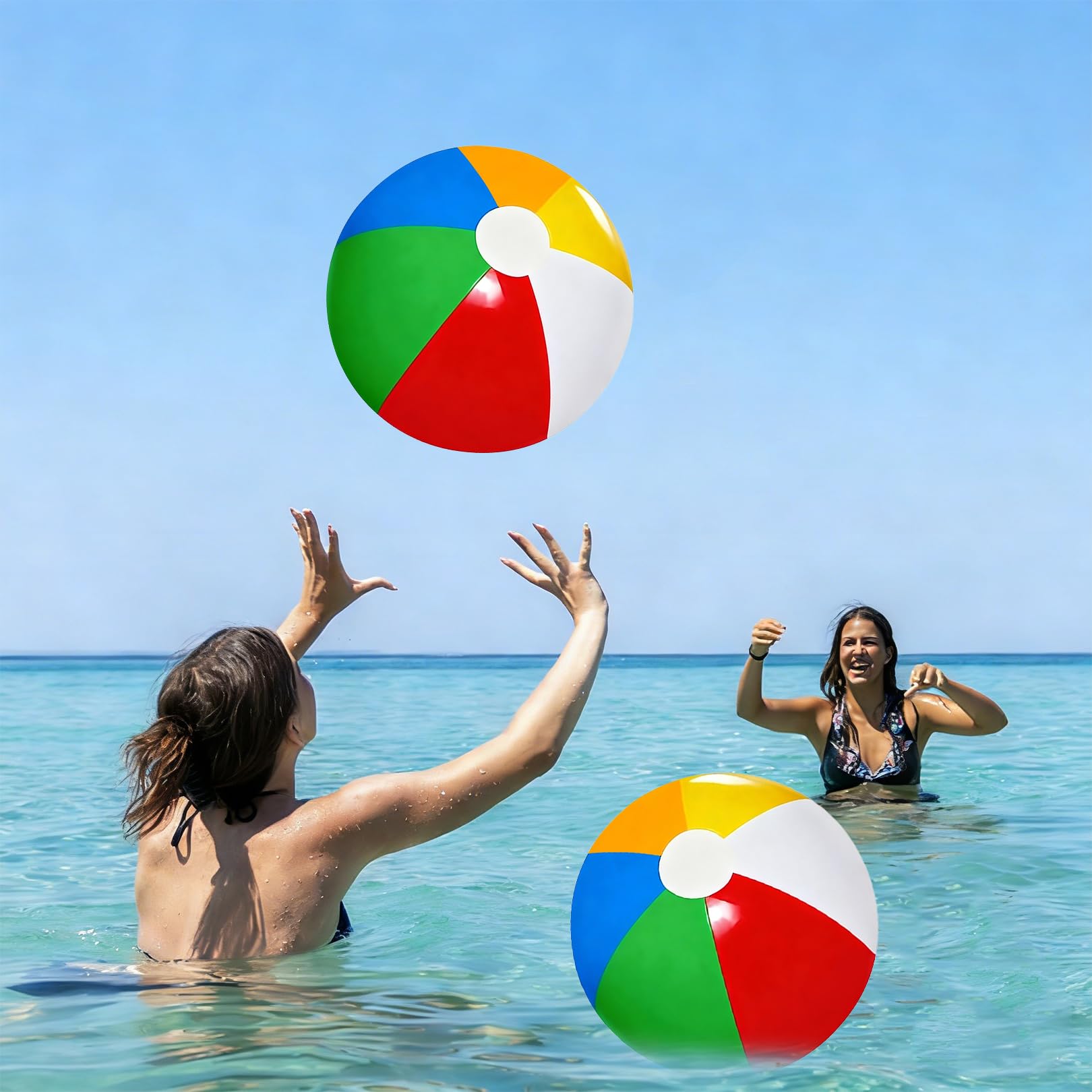 Lot de 2 ballons de water-ball, gonflables, jouets de piscine, ballons de plage, 40 cm, pour bébé