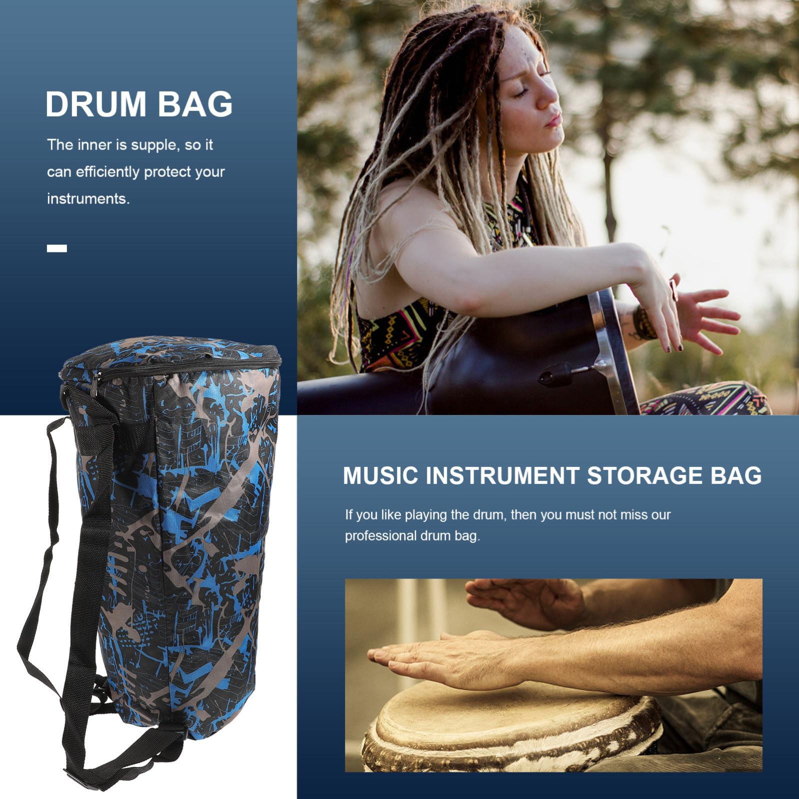 Generic Djembe Trommel Carry Case, weiche Tasche mit afrikanischem Rücken, Transporttrommel mit Schultergurt, Musikinstrument, 10 Zoll