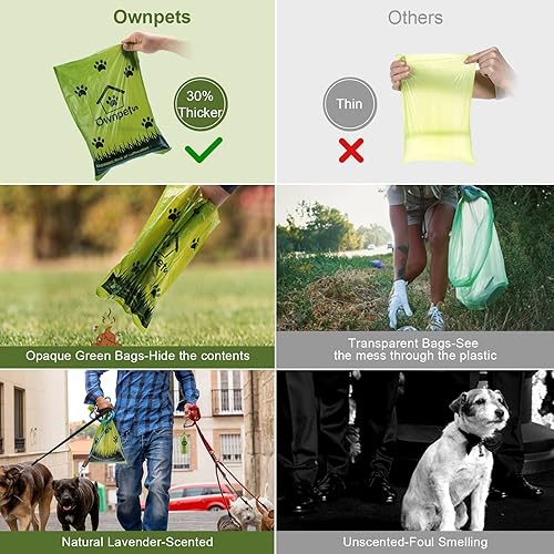 Miniatura 4 de Ownpets Bolsas de basura de perro ultra gruesas con aroma a lavanda, bolsas grandes para excrementos de mascotas a prueba de fugas, 360 unidades