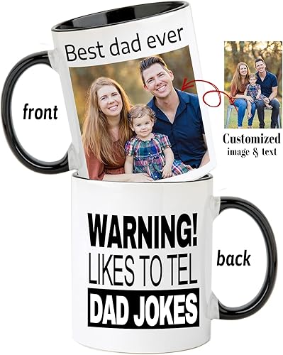 Miniatura 2 de Taza de café personalizada con nombre y logotipo de texto fotográfico, tazas personalizadas por ambos lados de 11 onzas, regalos personalizados para