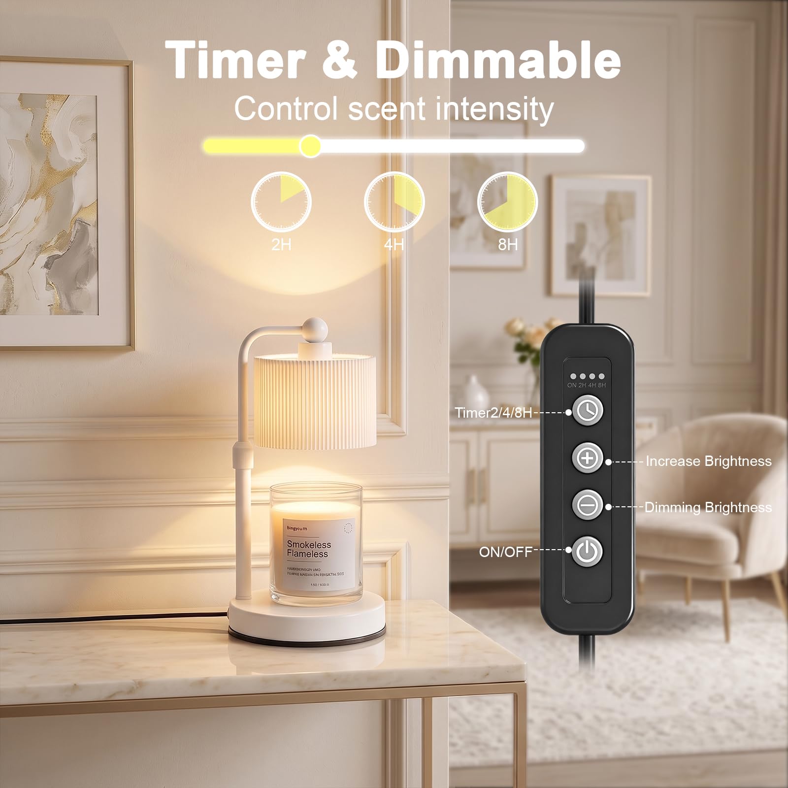 BSBZ - Lampada scalda candela con timer, colore: Bianco