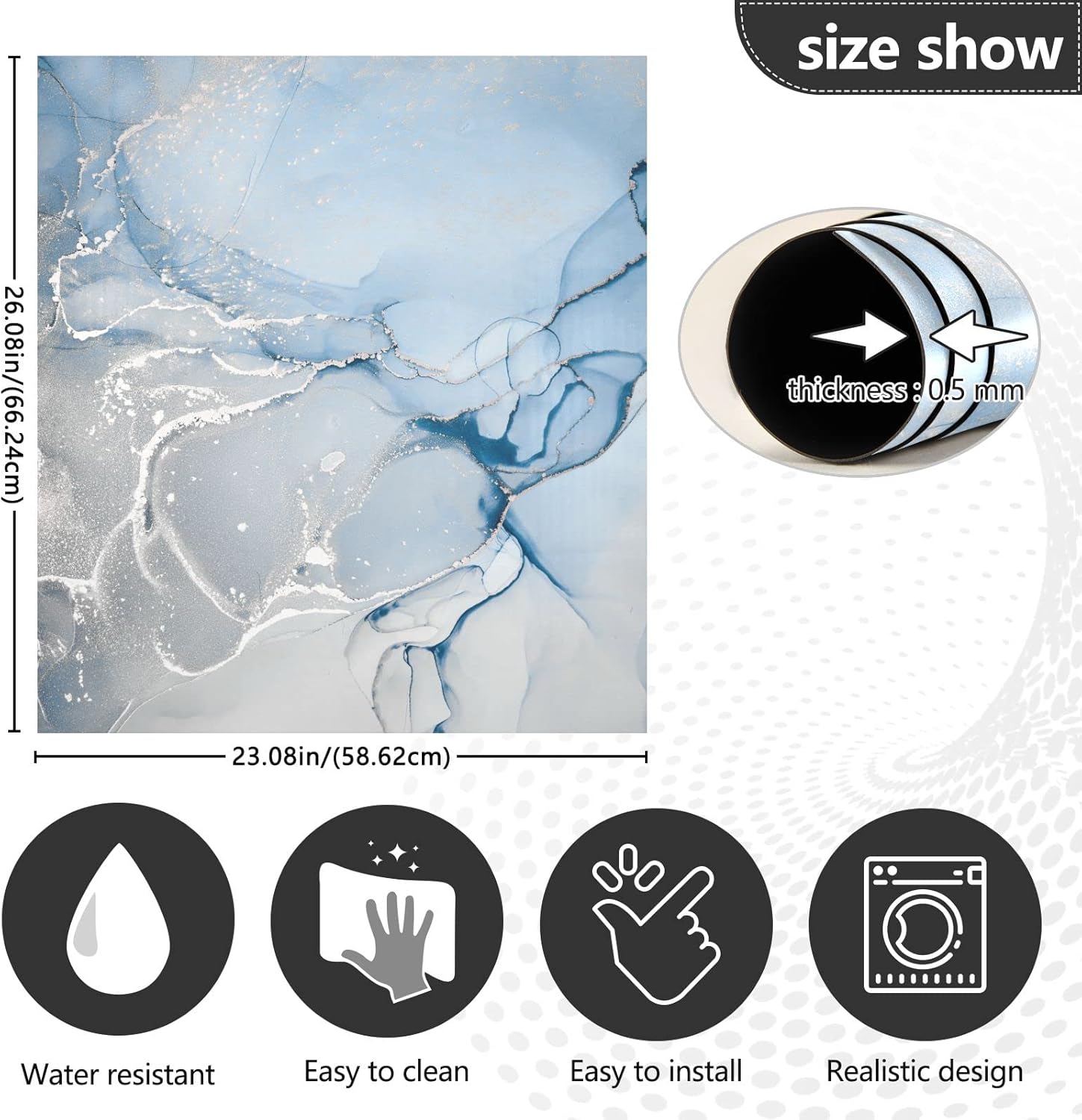 JIPONI Dishwasher Magnetic Cover Blue Marble Modern Dish Washer Magnet Kitchen Art Decor, Dishwasher Magnetic Sticker 23 W x 26 H