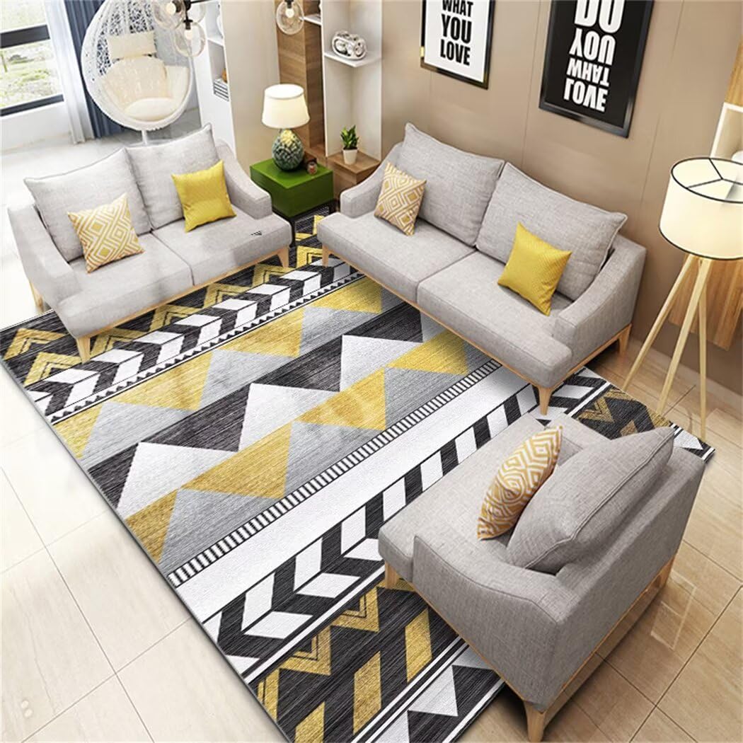 Tapis anti-acariens à poil court et motif géométrique moderne 120X180