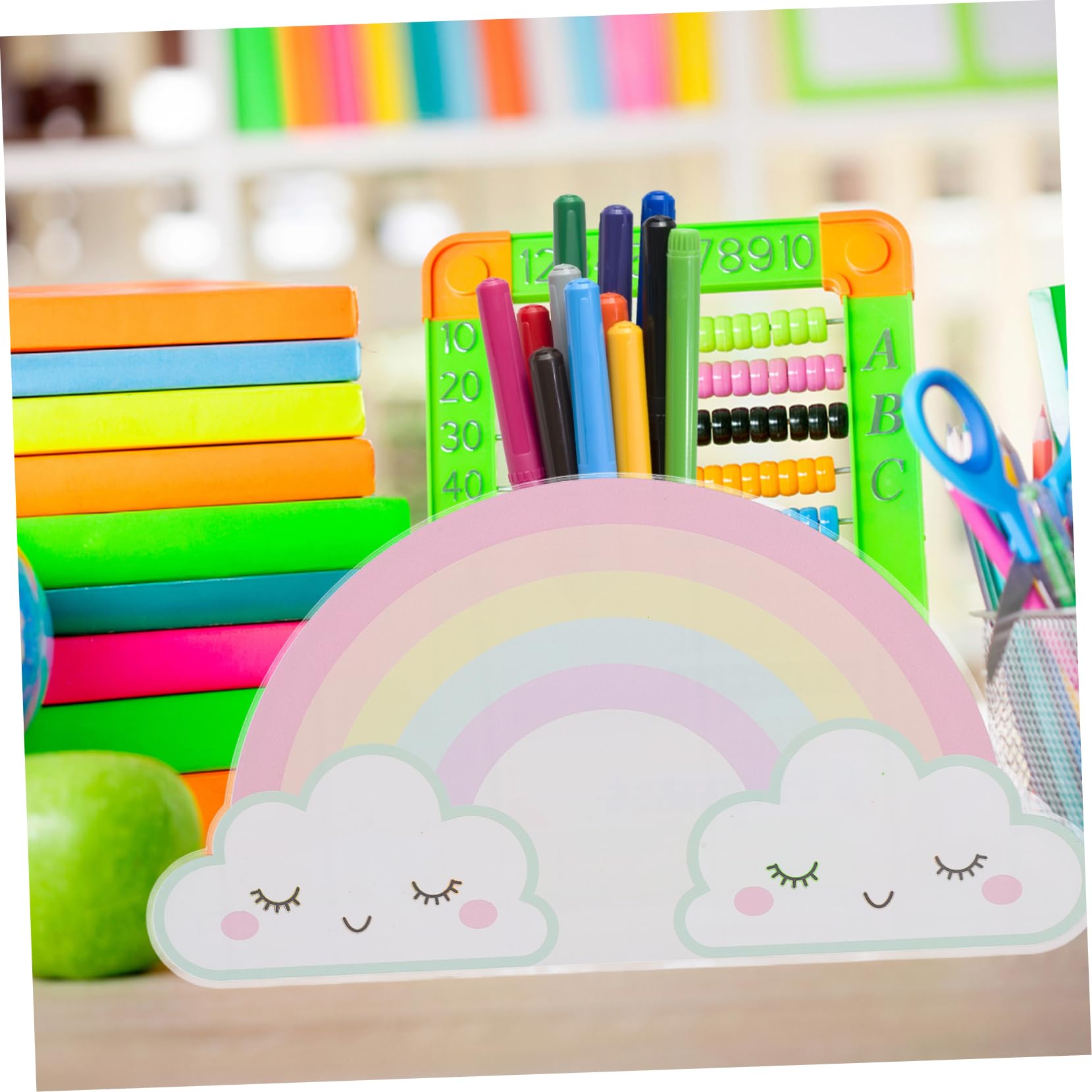 2pezzi Portapenne Da Scrivania Organizer Forma Di Arcobaleno Per Forniture Ufficio Design Elegante e Sostenibile Organizer Compatto Per Scrivania Per Insegnanti e Studenti