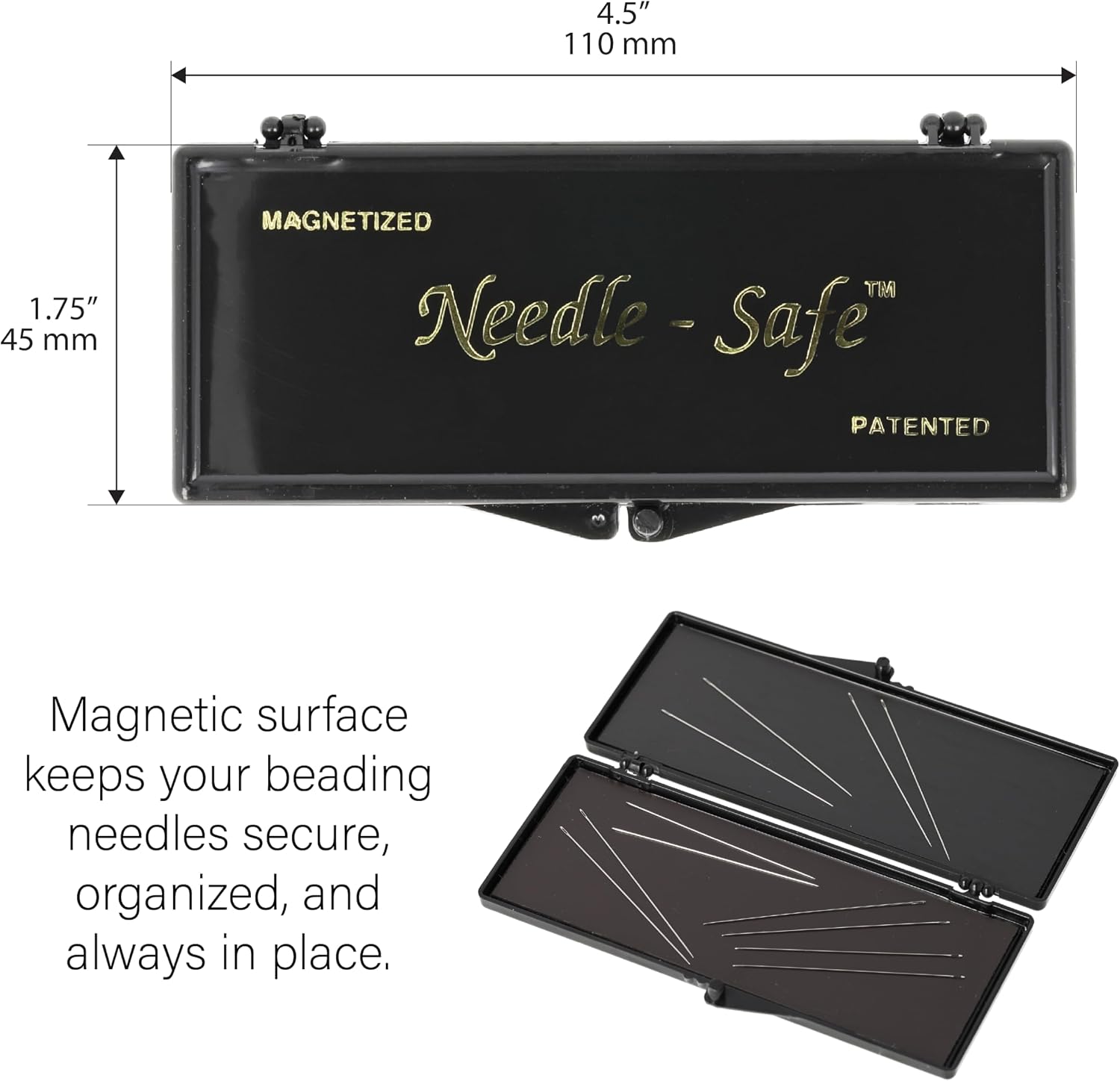 Needle-Safe Magnetized Needle Case, Rectangle 4.5x1.75 Inches, 1 Case