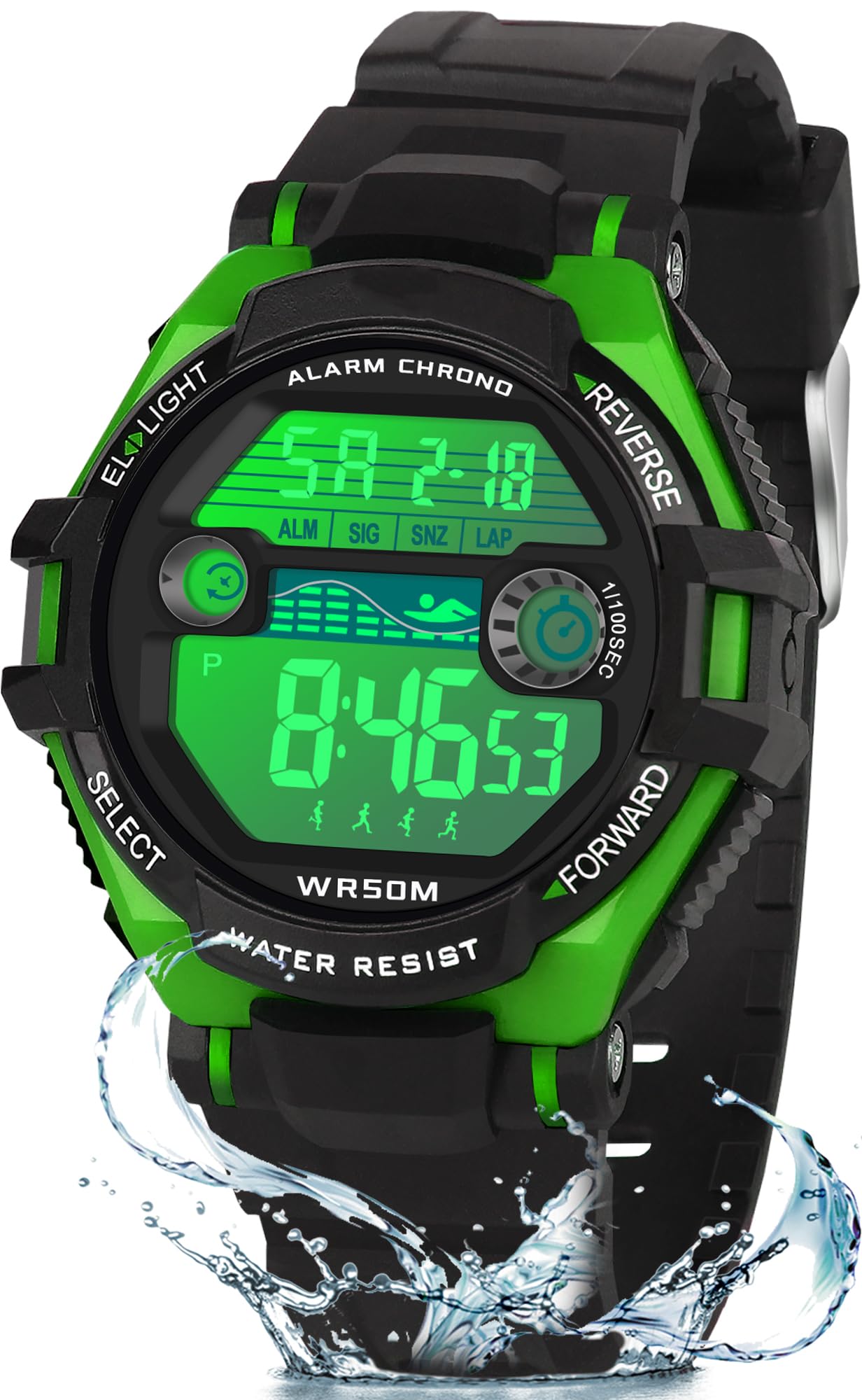 DTKID Reloj Digital Niño LED Multicolor, Reloj Niño con Alarma, Cronómetro, Fecha, Resistente al Agua para Deportes Actividades al Aire Libre para Niños Niñas y Adolescentes