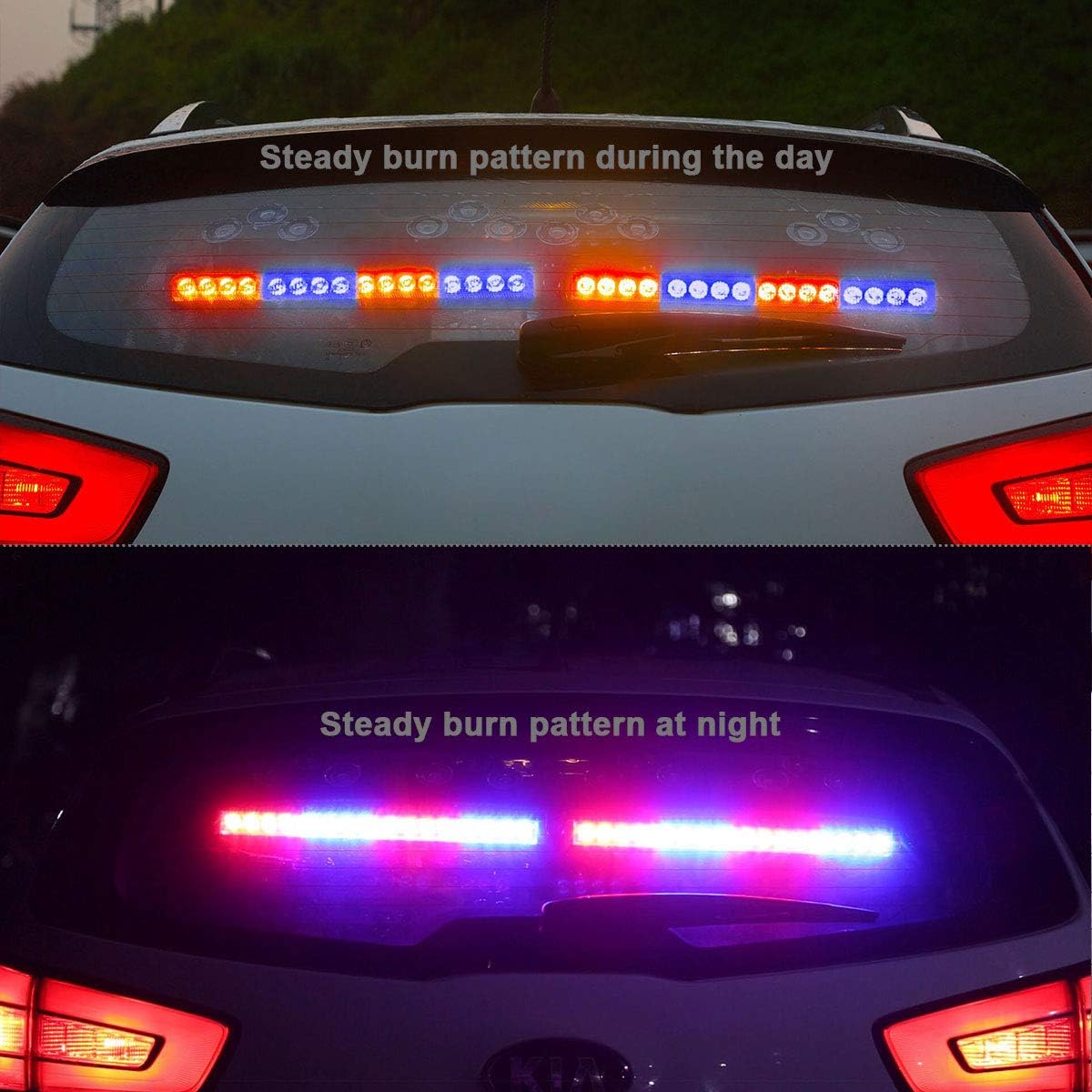 WOWTOU Traffic Advisor 2 in 1 LED Red Blue Emergency Strobe Light Bar for Police Cars Law Enforcement Vehicles Interior Safety Flashing