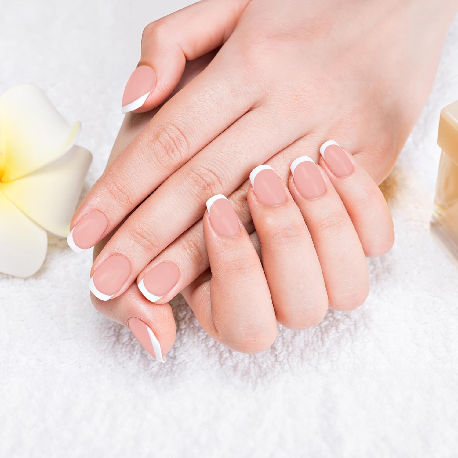 RENEE French Stick On Nails – FTN 01-24 Reusable Artificial Fake Nail Set- Lightweight & Long Lasting- Easy To Use- Quick Fix For Festivals & Special Occasions