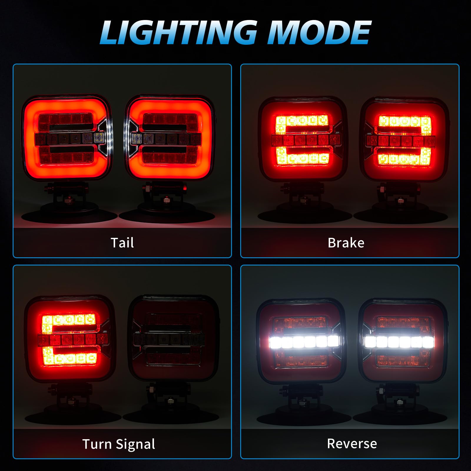Hifybaty Magnetic LED Trailer Lights Kit - 24ft Cable, 7-Pin Plug, IP68 Waterproof, DOT Certified