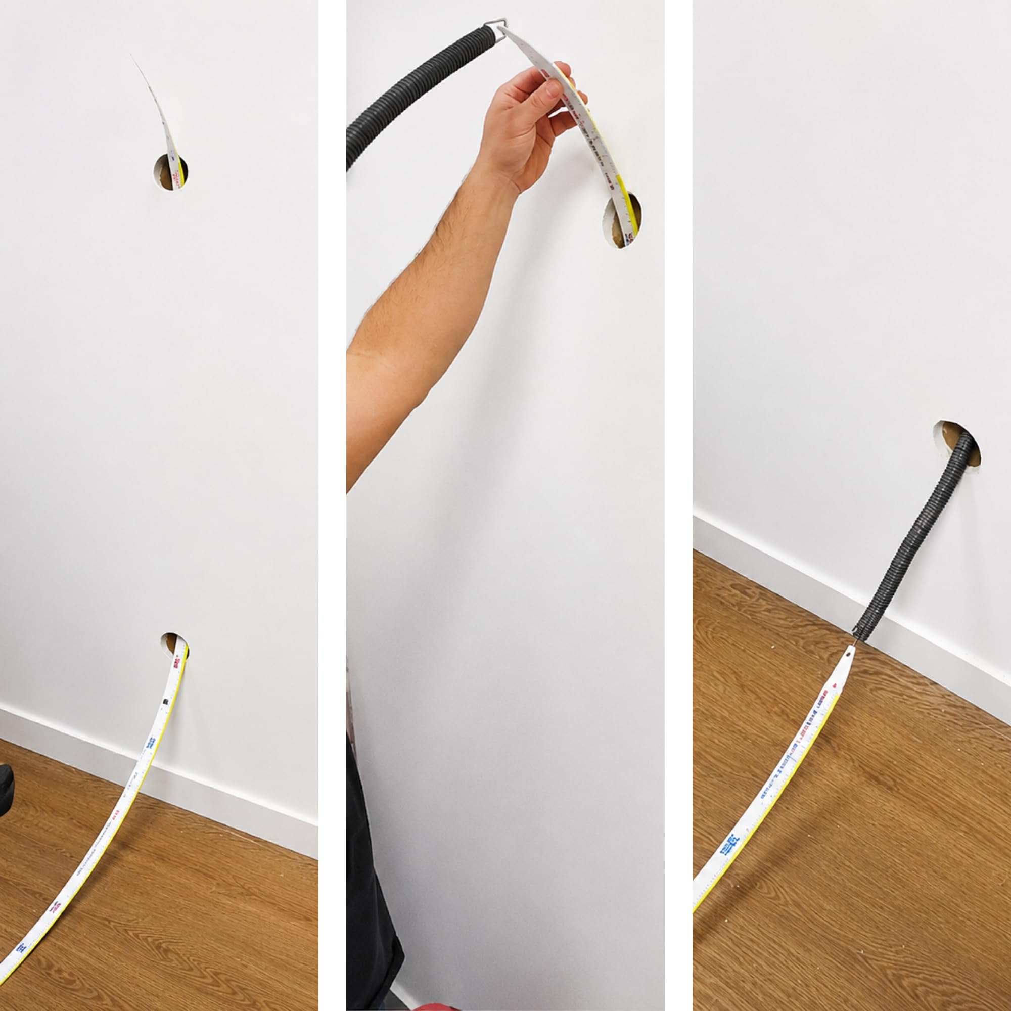 EASY-GRIP - Aiguille Électricien 3m – Passe Câble Mural avec Chaînette, Agrafe – Tire Fil Électrique Flexible et Gradué pour Cloisons, Faux Plafonds et Combles - Breveté et Made in France