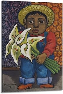 FanSee Diego Rivera Famous Art poster Boy with Calla Lilies Canvas Wall Art Prints Poster Gifts Photo Picture Painting Posters Room Decor Home Decorative 12x18inch(30x45cm)