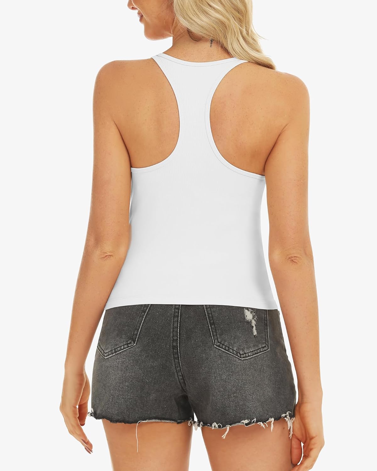 Stelle Women's Sleeveless Tank Tops Scoop Neck Ribbed Racerback Camisole Tops for Workout Casual - Image 7