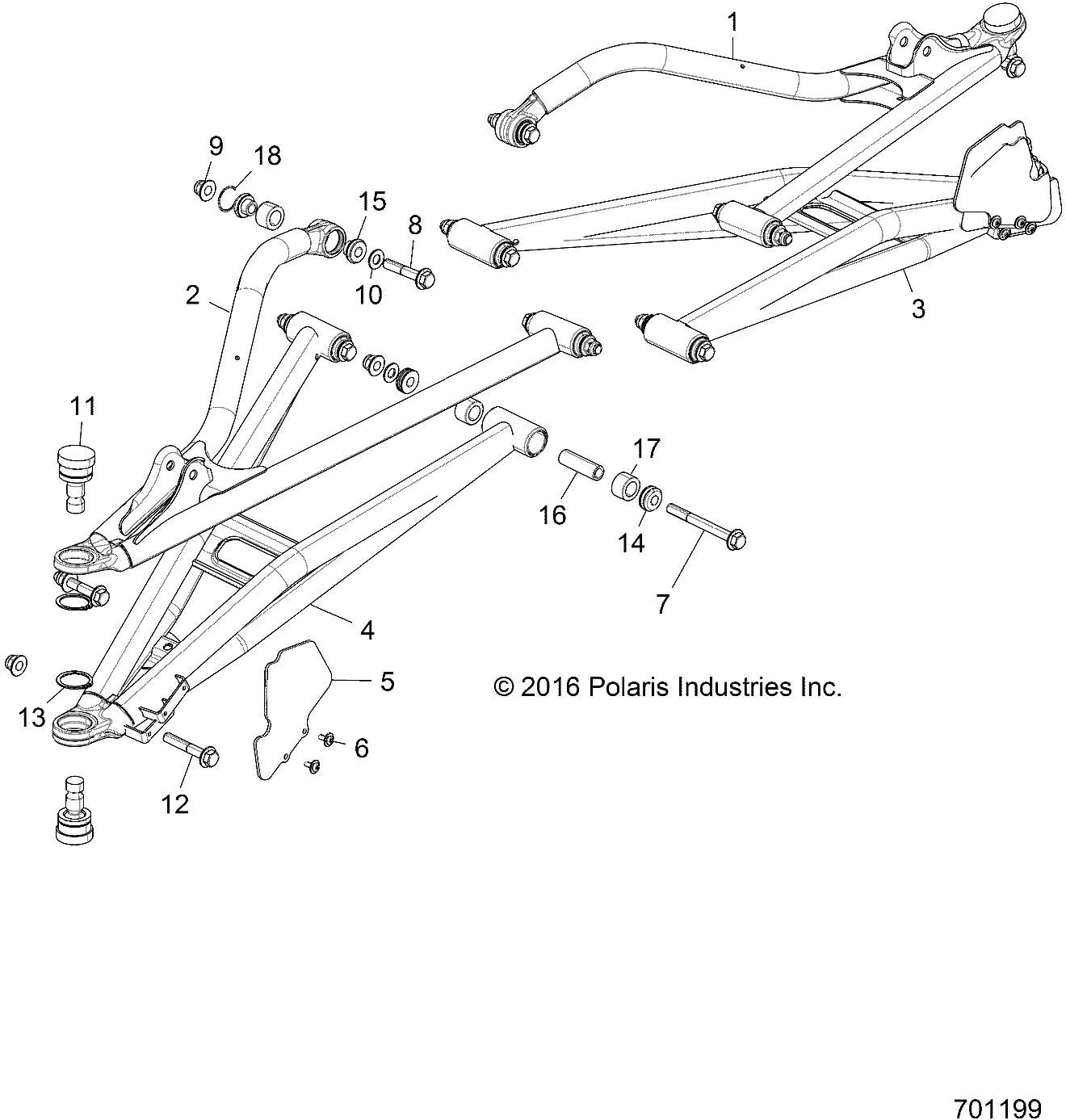 Polaris RZR Control Arm, Front, Lower, Right Side, Cloud Silver, Genuine OEM Part 1021481-385, Qty 1