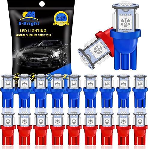 Miniatura 8 de EverBright - Paquete de 20 bombillas LED T10 194 color blanco 5050 5 SMD 2825 W5W 912 168 bombillas LED de repuesto para luces interiores del