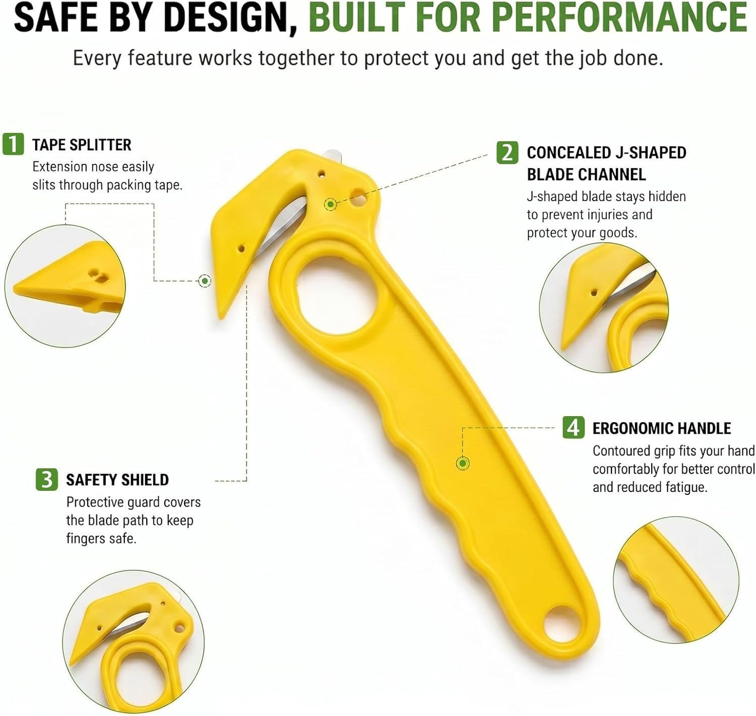 12 Pack Safety Box Cutter Durable Sharp Blade Steel Safe Efficient Cutting Design Utility Knife Package Opener Carton Cardboard Box Cutter for Shrink Wrap Stretch Wrap Tape Plastic Straps