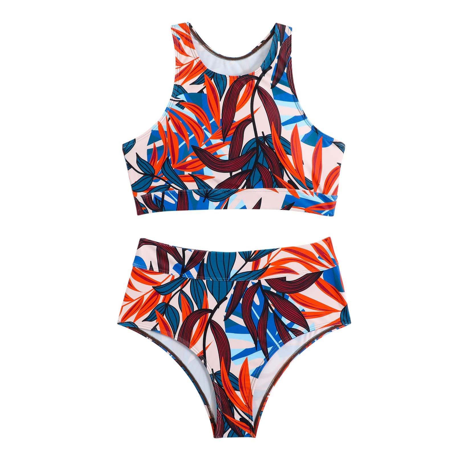 Conjuntos De Bikini for Mujer Traje Baño Estampado Atractivo Conjunto Cintura Alta Playa Dos Piezas, Púrpura, L